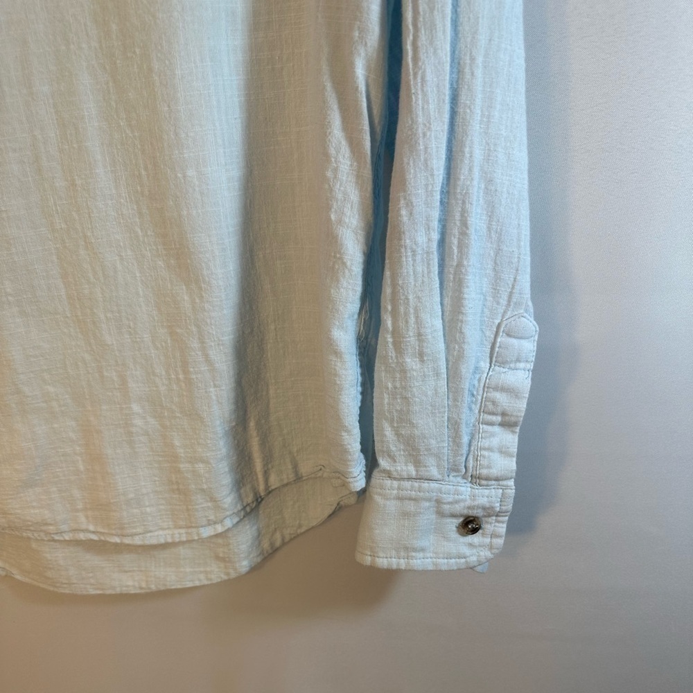 Nearkin Blue Cotton Roll Up Tap Long Sleeves Shirt Tunic Blouse Front Buttons S - Picture 10 of 14